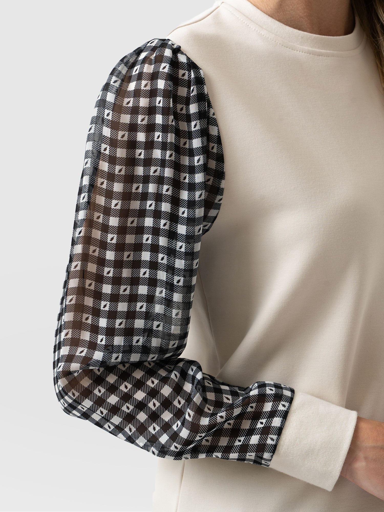Midnight Sweater Cream Lightning Gingham - Women's Sweaters | Saint + Sofia® UK